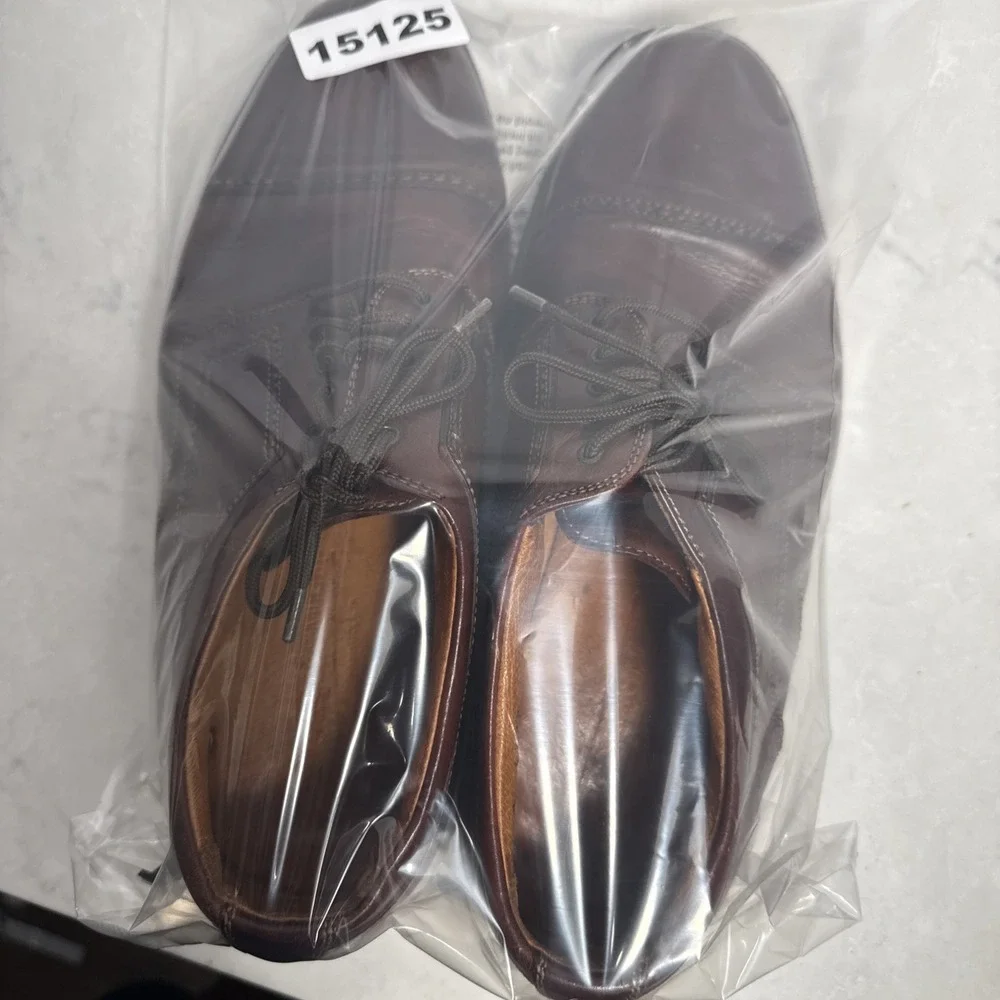 Johnston & Murphy 20-4736 Mens Size 8.5 M Brown Leather Cap Toe Shoes Italy